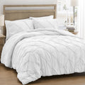 King Size Comforter Set White Pintuck - Soft Year-Round Warmth