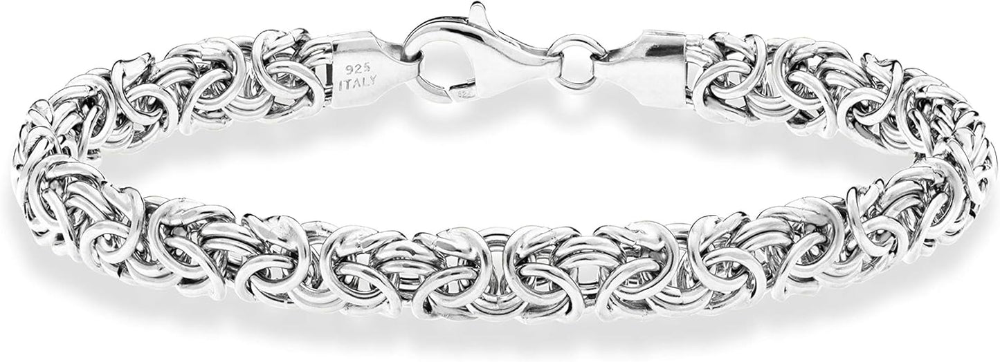 Miabella Italian 925 Sterling Silver Byzantine Bracelet for Women