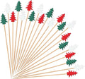 Bamboo Christmas Cocktail Picks - Festive Food Decor