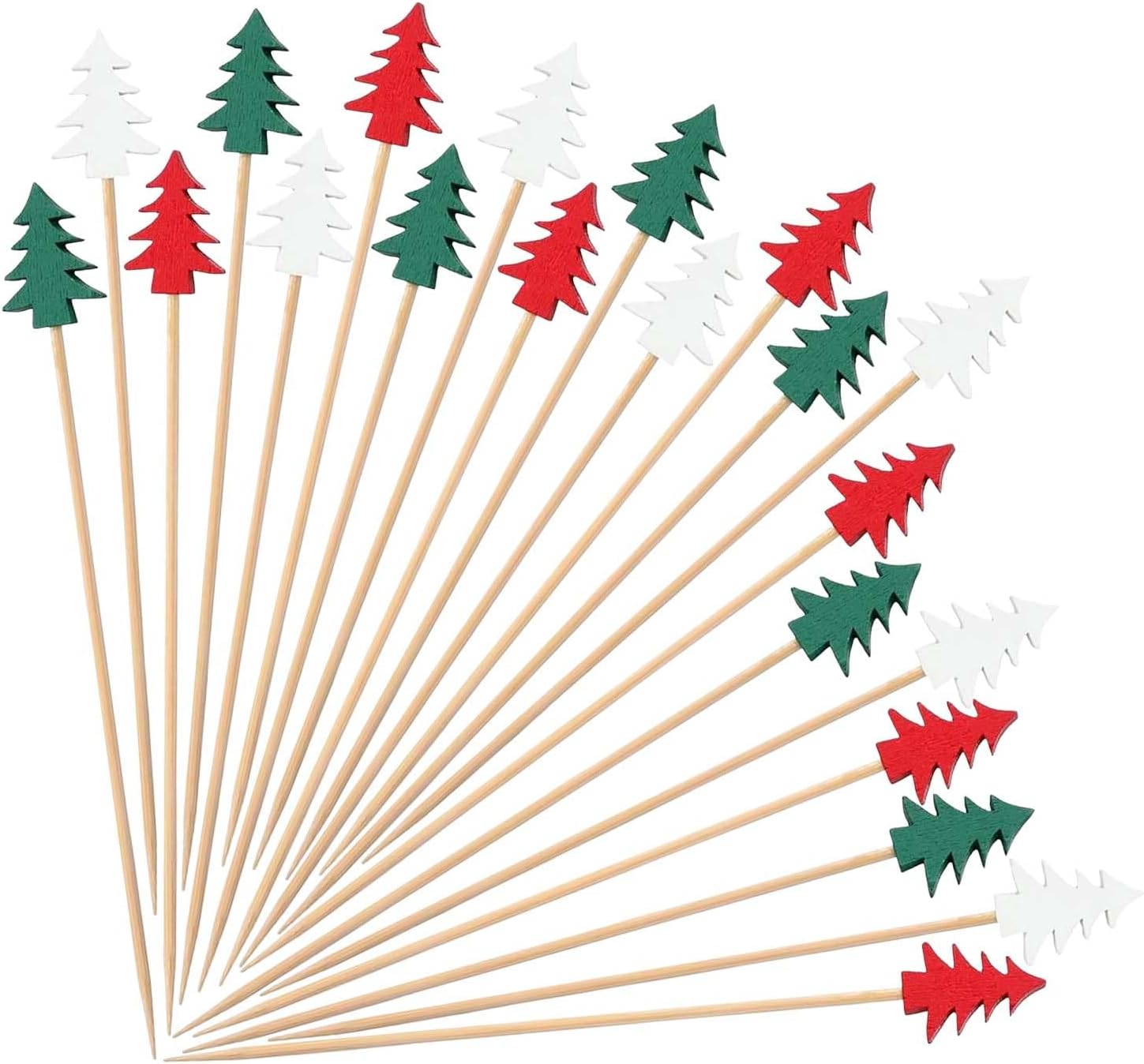 Bamboo Christmas Cocktail Picks - Festive Food Decor