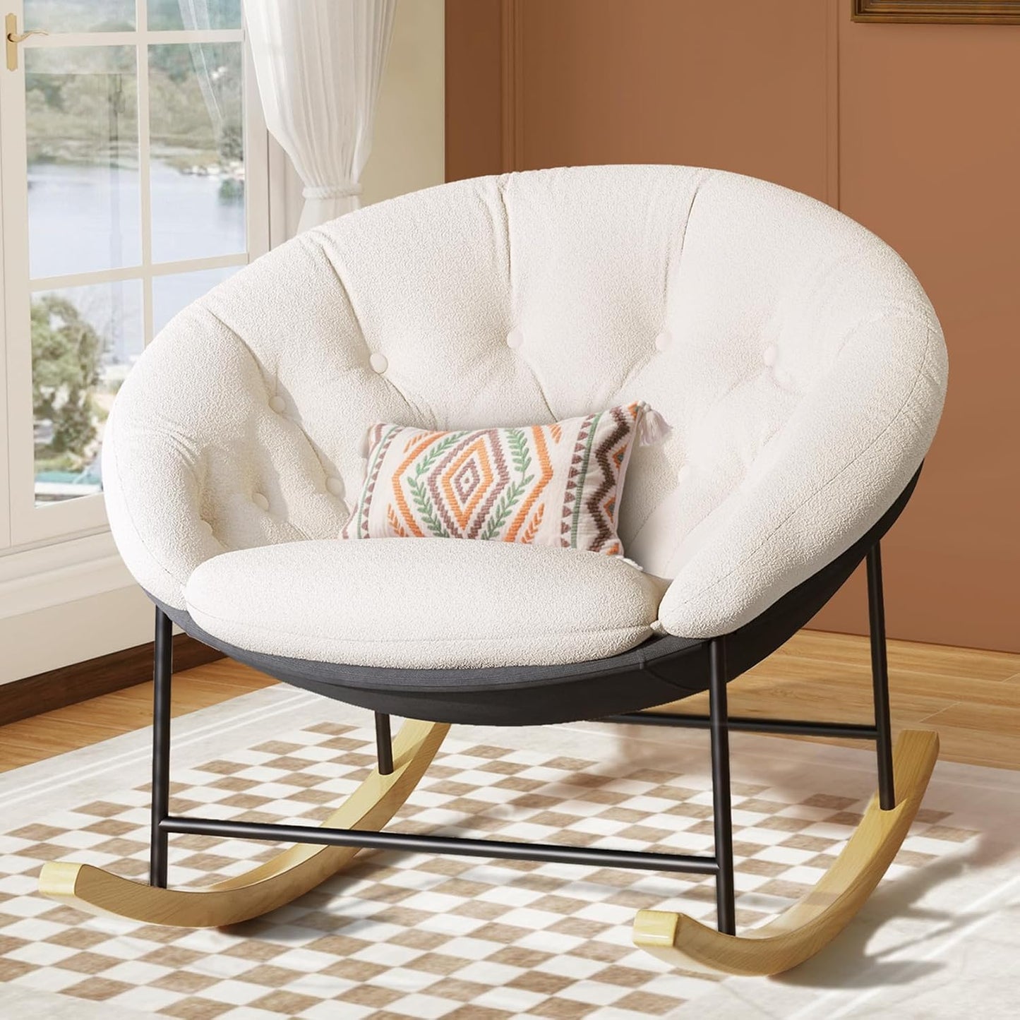Kidirect Round Saucer Rocking Chair for Cozy Nursery Comfort