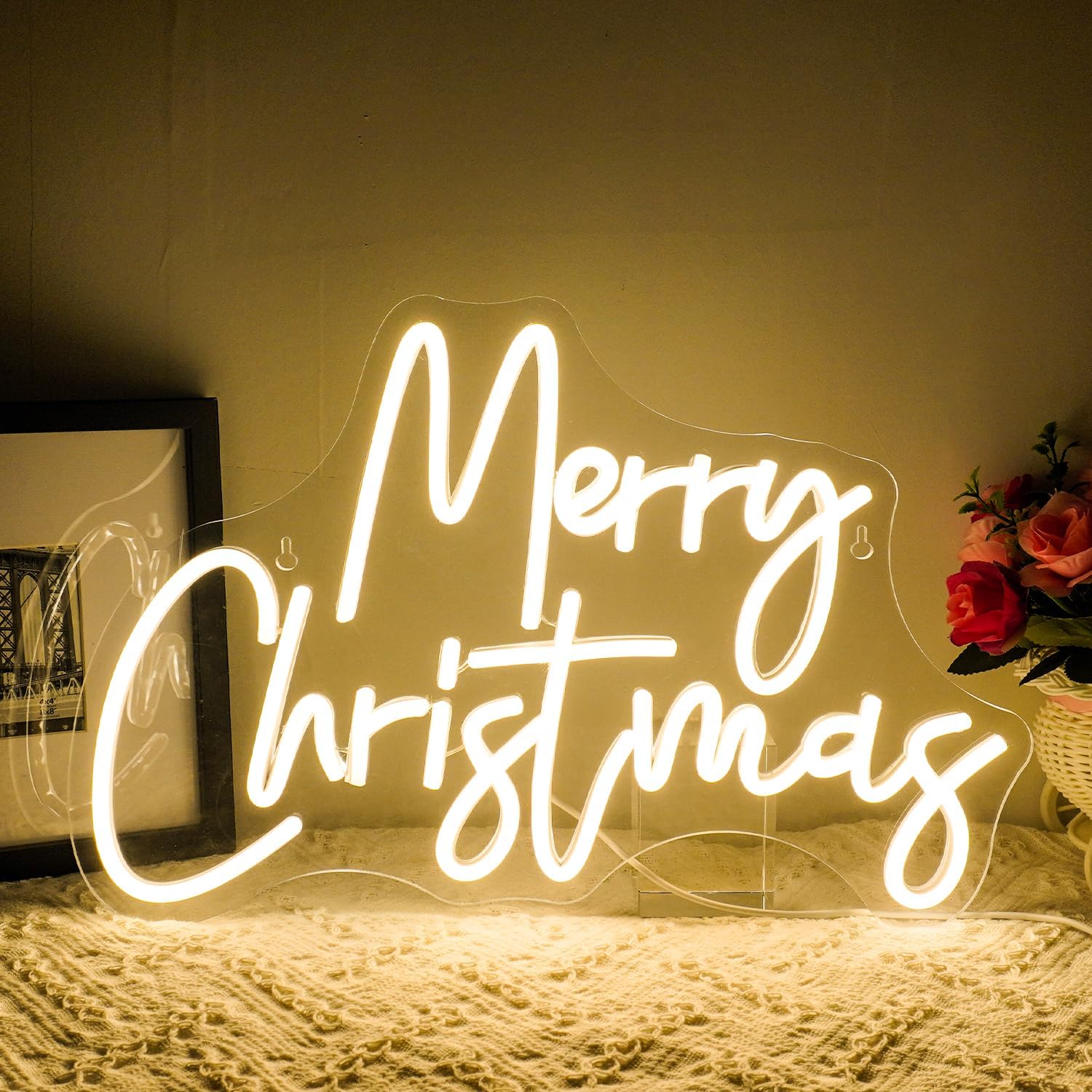 Merry Christmas Neon Sign for Wall Decor - Dimmable LED Lights