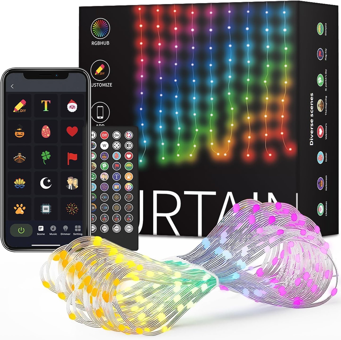 App-Controlled RGB Curtain Lights - Festive Holiday Decor