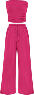 PRETTYGARDEN Womens Ribbed Knit 2 Piece Tube Top Set - Comfortable 20