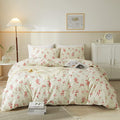 Pink Floral Duvet Cover Queen - 100% Cotton Garden Style