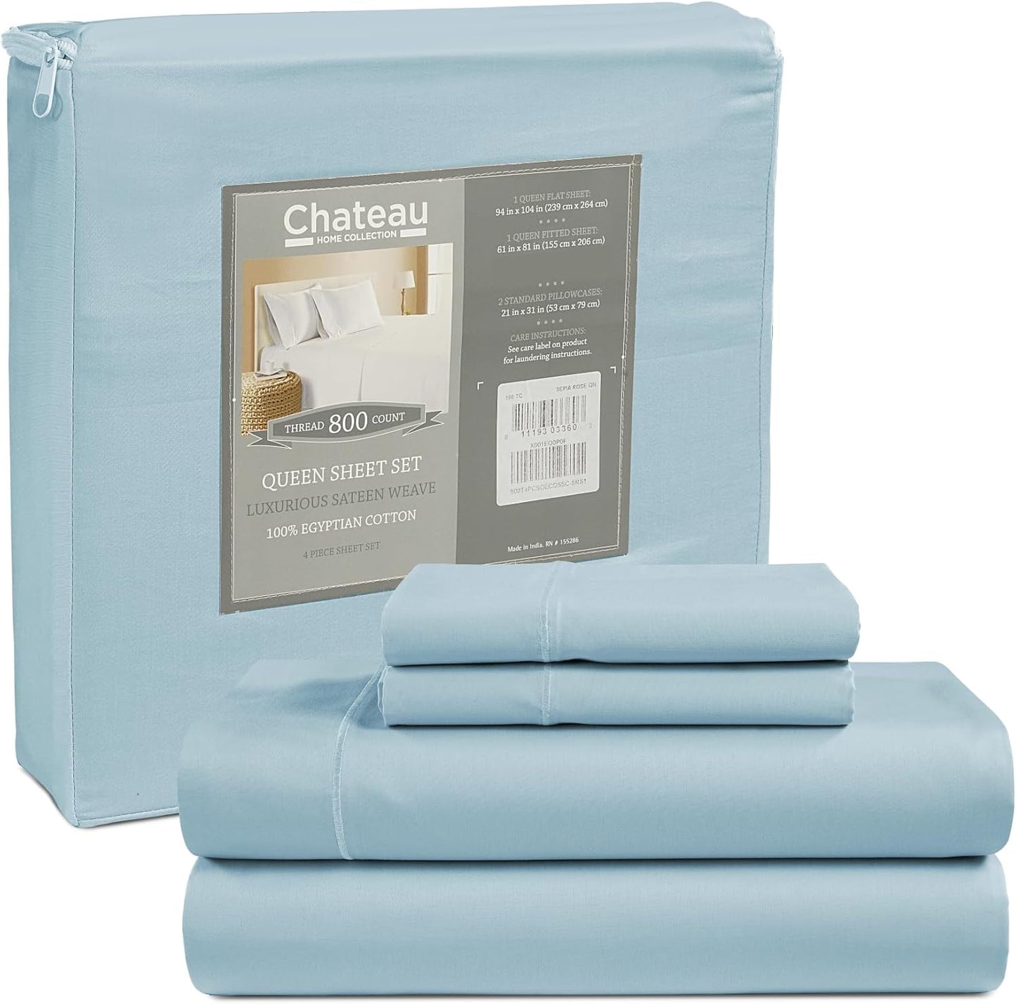100% Cotton Queen Size Bed Sheets Set - Soft & Breathable
