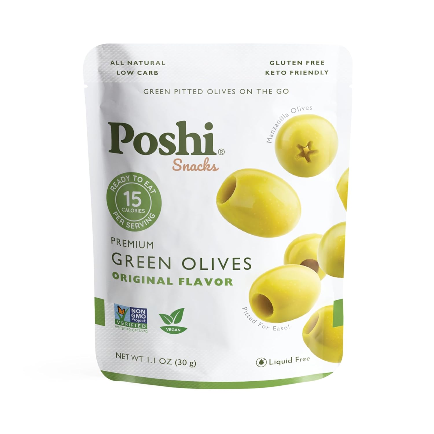 Poshi Green Olives On-The-Go - Healthy Snack Packs for You