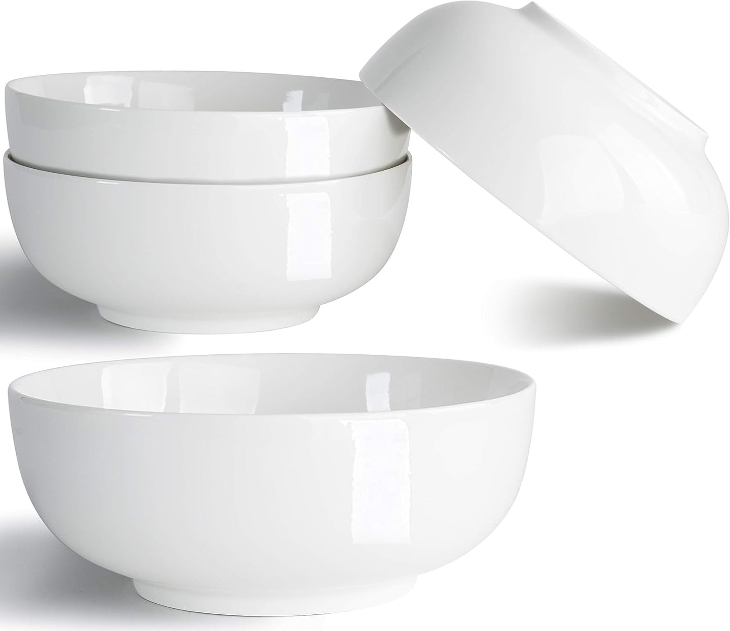 32oz Versatile Porcelain Bowls Set of 4, Jingdezhen White - Multi-Use Dining Essentials