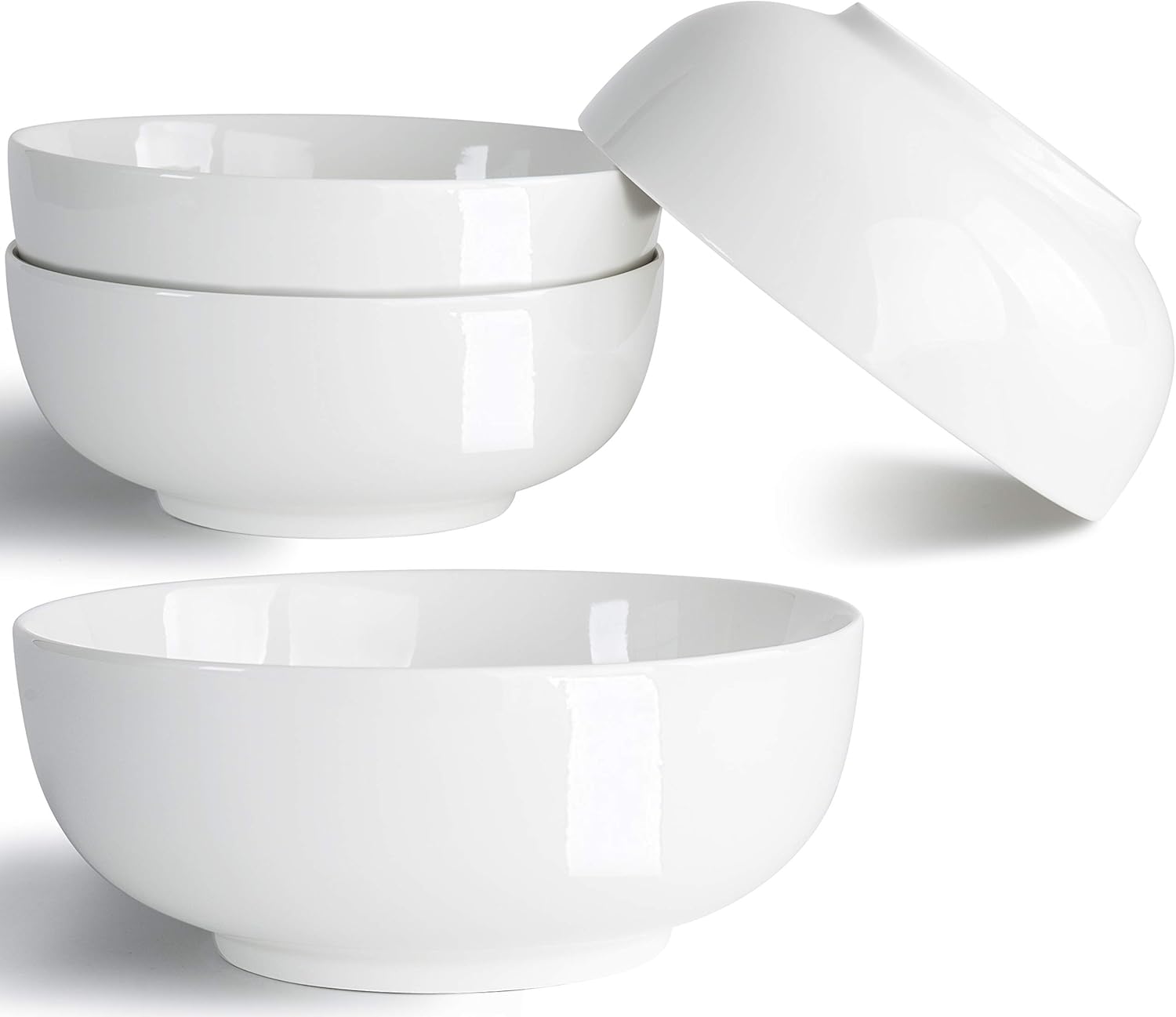 32oz Versatile Porcelain Bowls Set of 4, Jingdezhen White - Multi-Use Dining Essentials