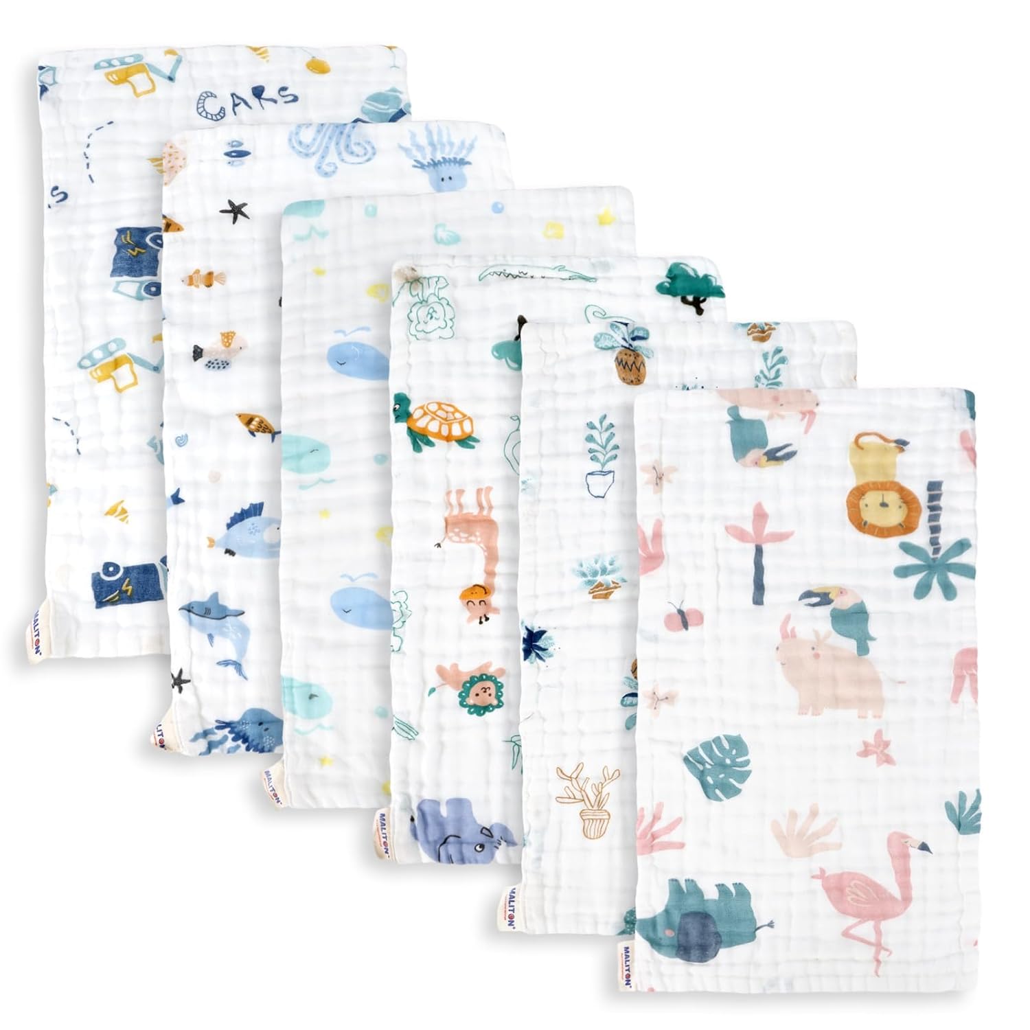 Maliton 100% Cotton Baby Burp Cloths - Super Absorbent