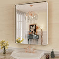 Brushed Silver Bathroom Mirror 36x30 in Rounded Rectangle - Durable