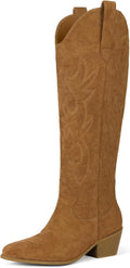 White Cowgirl Boots Knee High Wide Calf - Comfortable Western Style