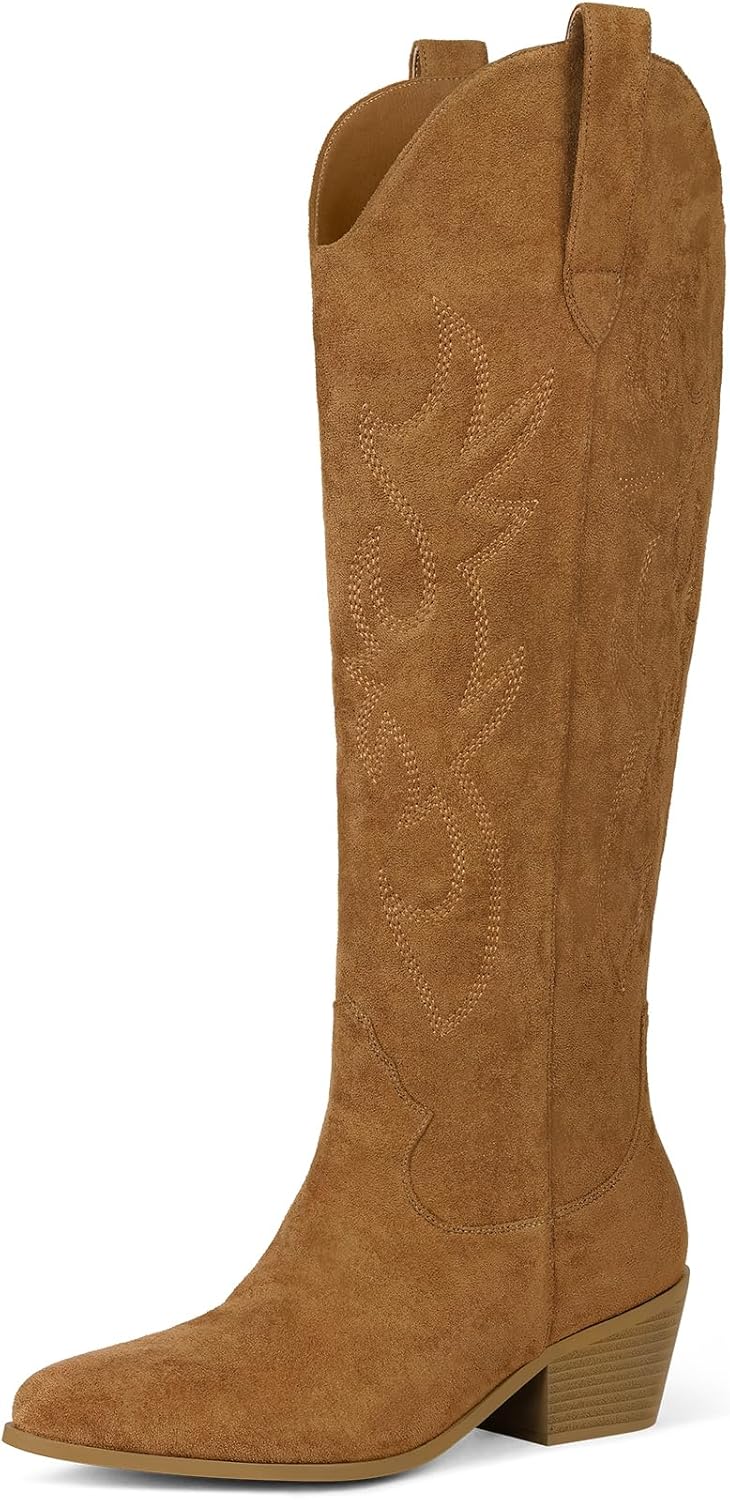 Ouepiano White Cowgirl Boots for Women - Stylish Knee Highs