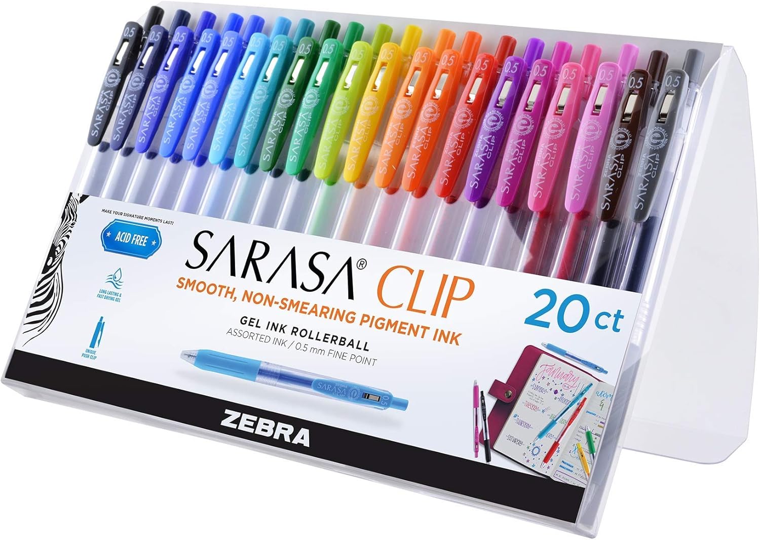 Zebra Pen Sarasa Clip Gel Pen 0.5mm Fine Point Rainbow Colors