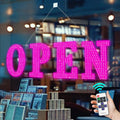 30 in x 10 in Large LED Open Sign with Remote - Dimmable 14 Modes
