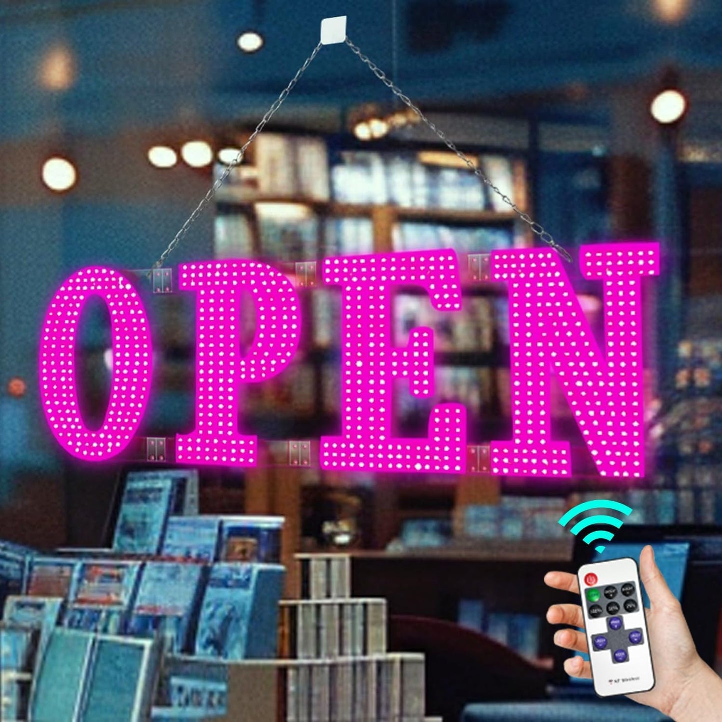 30in x 10in Large LED Open Sign with Remote Control for Business