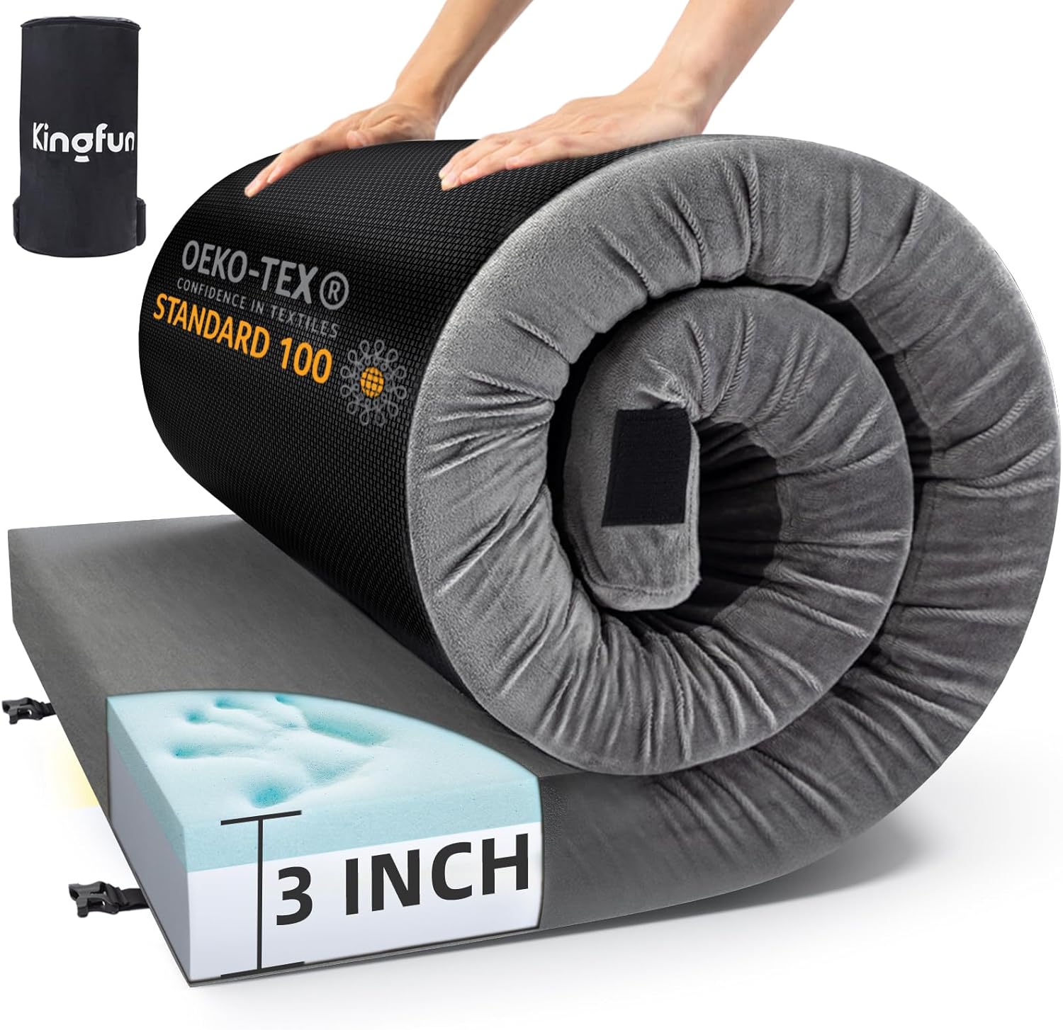 Kingfun 3 Inch Memory Foam Camping Mattress for Ultimate Comfort