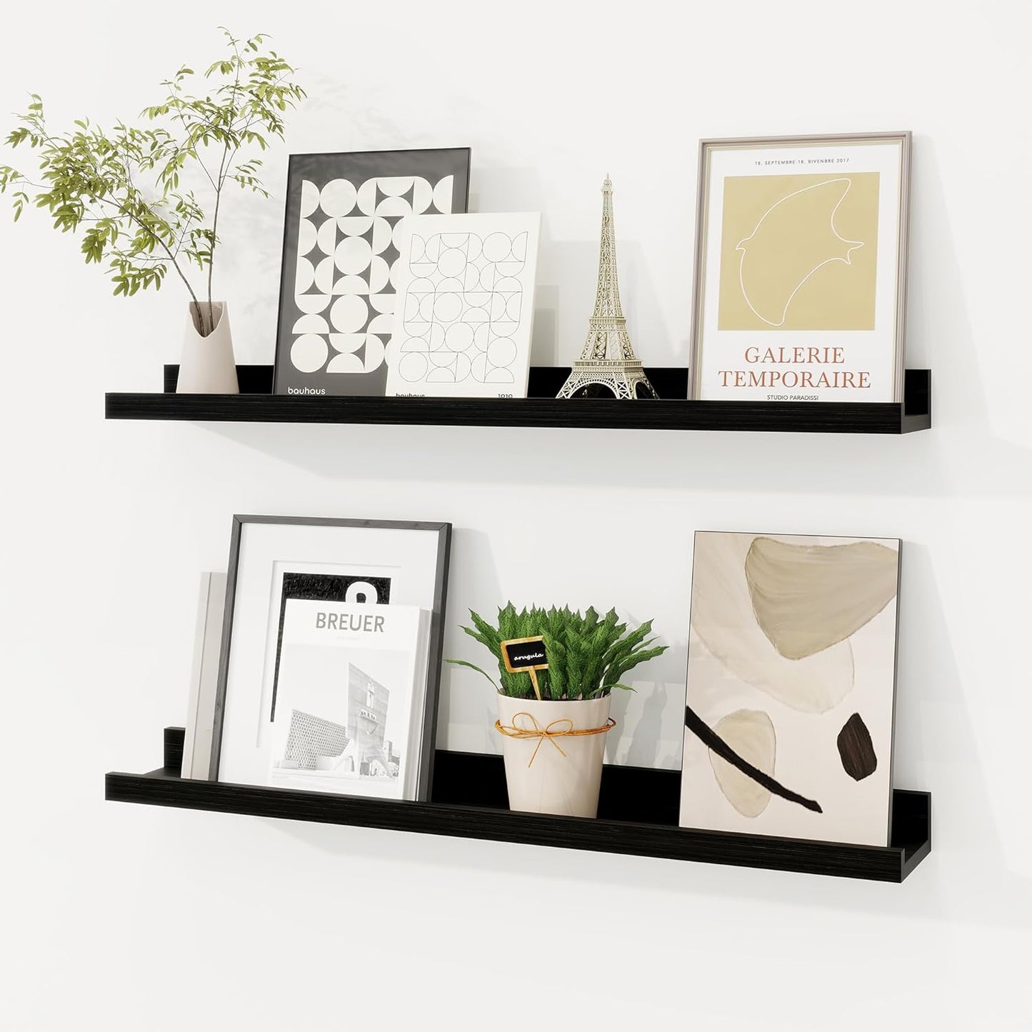 Solid Pine Wood Picture Ledge Shelf Set of 2 for Kids Decor