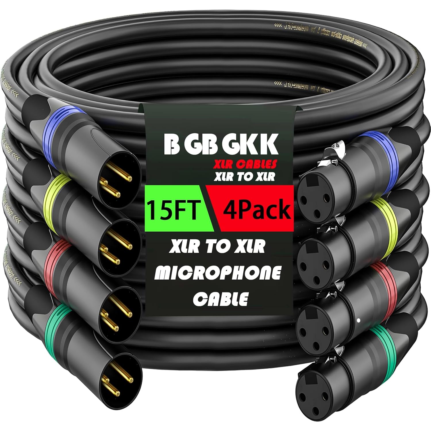 Professional XLR Cables 15ft 4 Pack for Clear Sound Quality