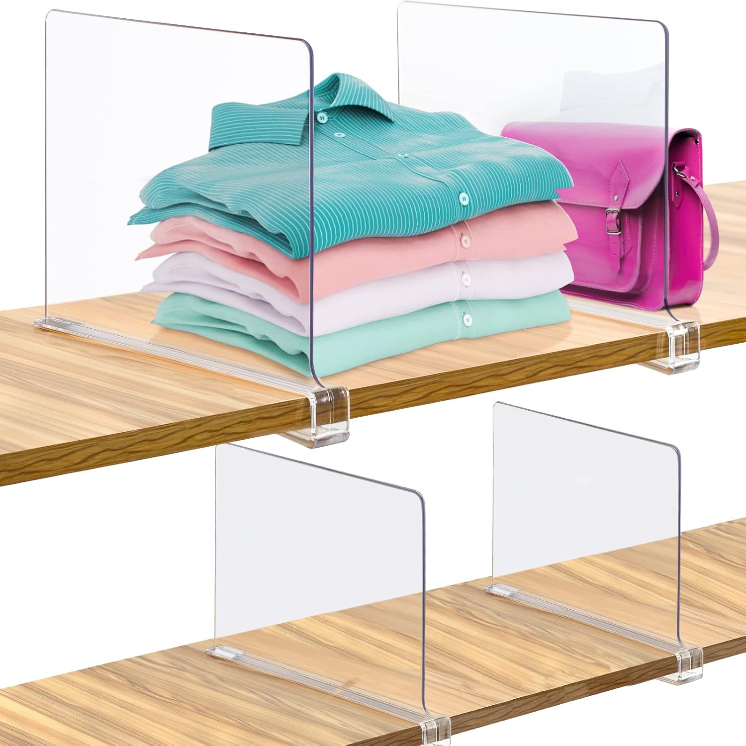 Clear Acrylic Shelf Dividers - Streamline Closet Storage