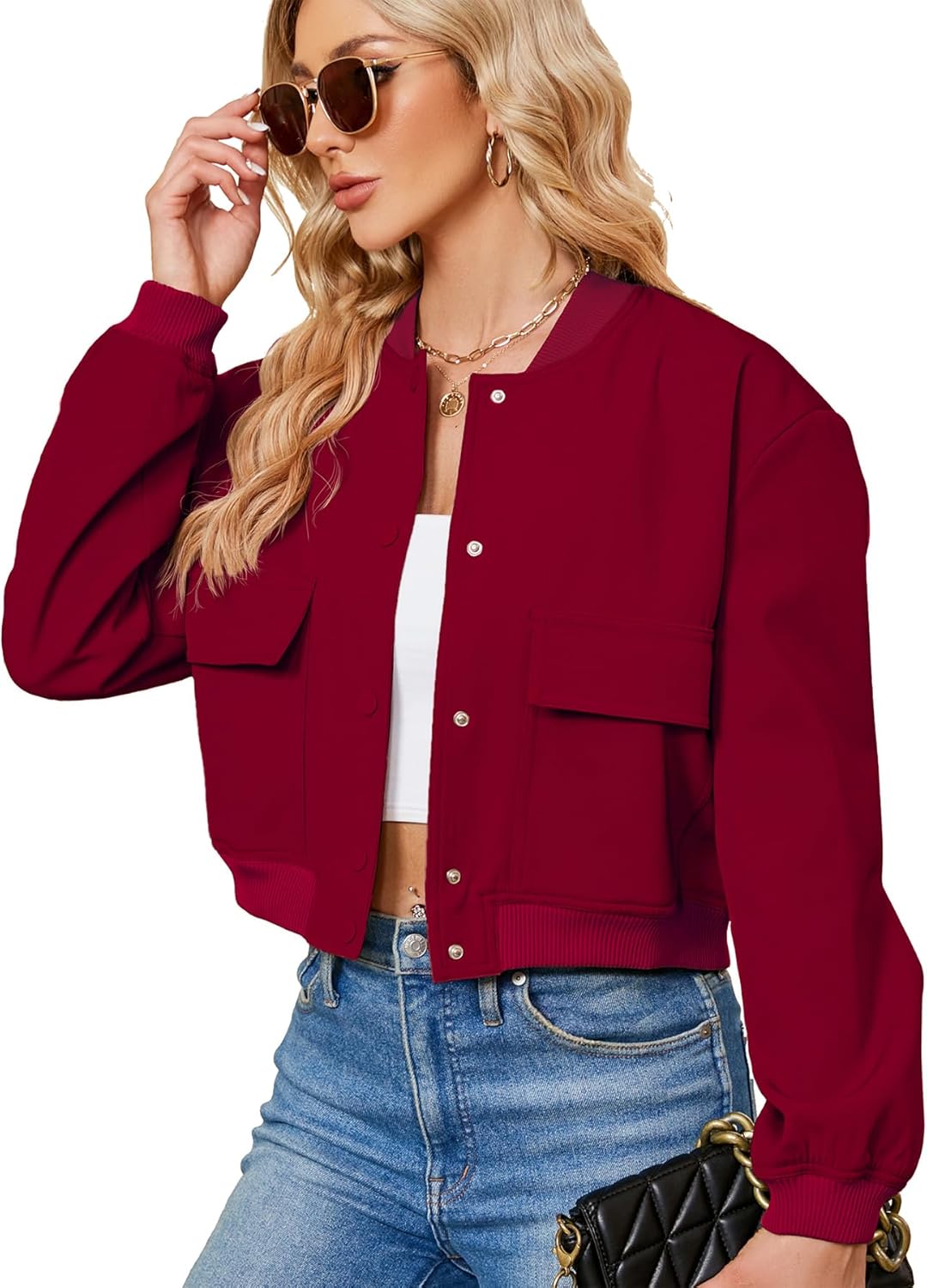 Zando Bomber Jacket Women - Stylish Cropped Casual Jacket