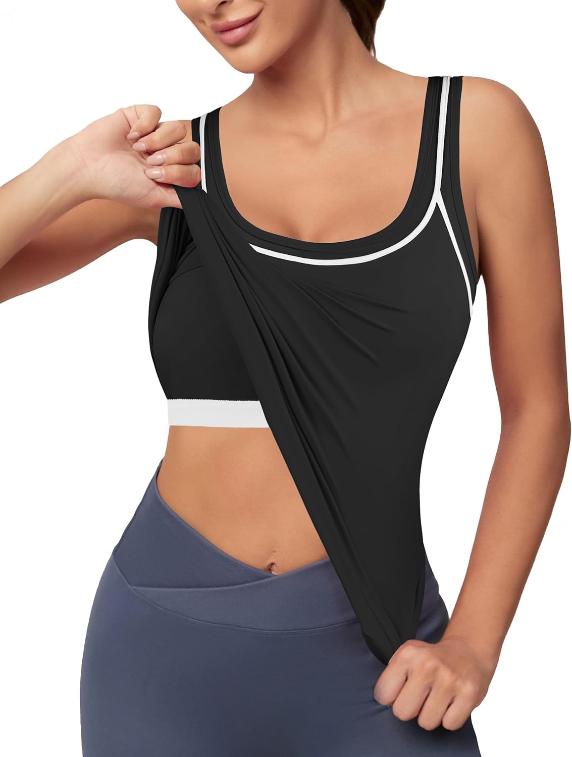 Blooming Jelly Color Block Workout Tank with Built-in Bra
