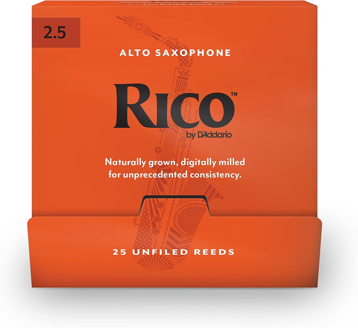 Rico Saxophone Reeds for Alto Saxophone, Strength 2.5, 25-Pack