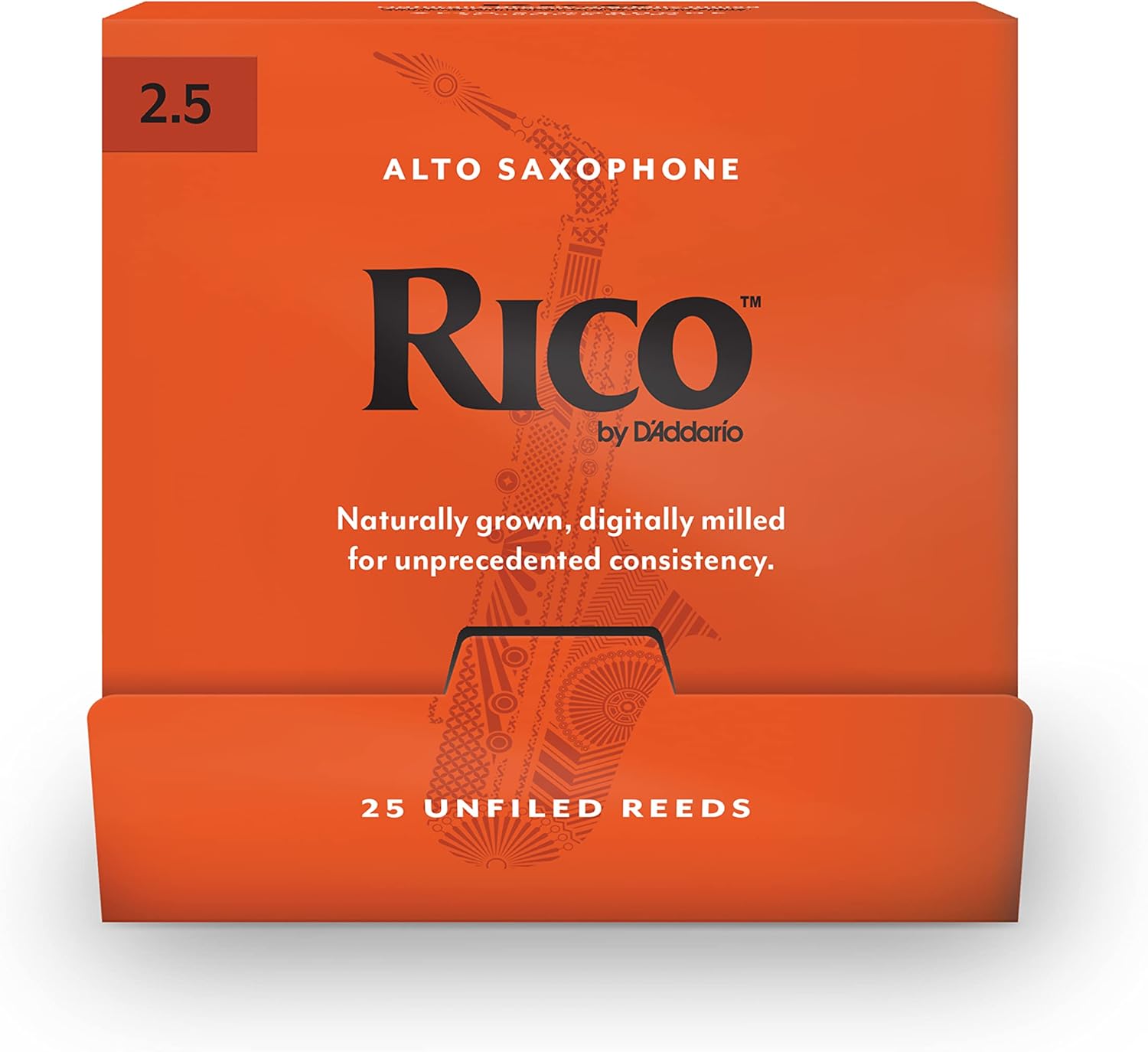 Rico Saxophone Reeds for Alto Saxophone, Strength 2.5, 25-Pack