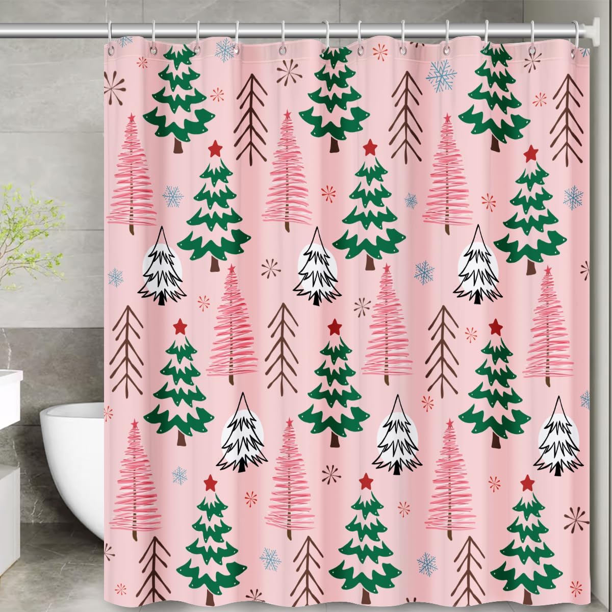 Snowflake Pine Shower Curtain Set