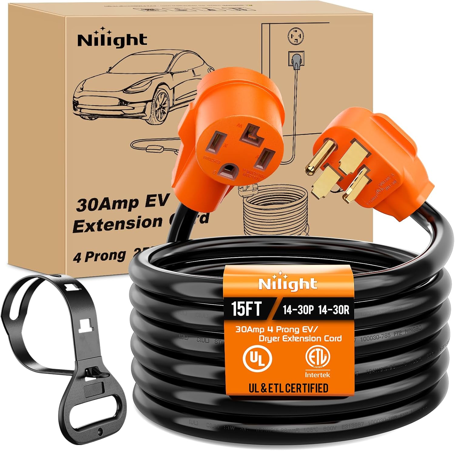 Nilight 15FT EV Dryer Extension Cord for Level 2 Charging Needs