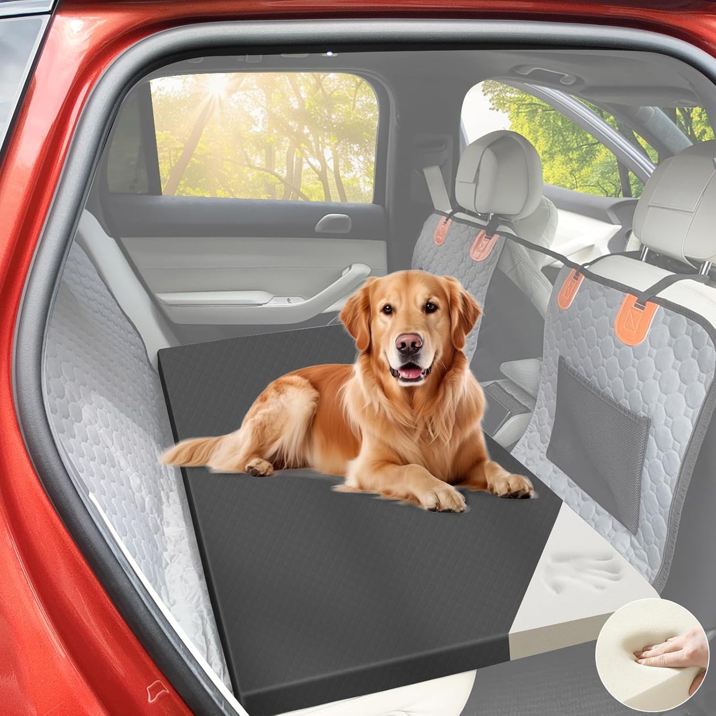 Dog Car Bed for Back Seat Cover with Supportive Foam Cushion