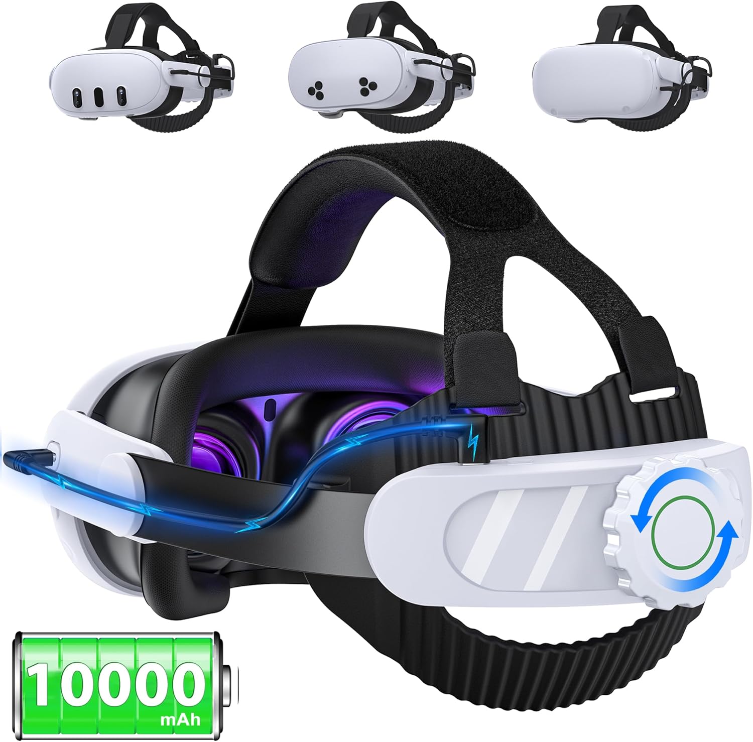 10000mAh Battery Headstrap for Quest 3 / 3S / 2 VR Comfort