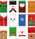 Mini Christmas Notepads 12 Pc Set - Compact Holiday Spiral Memo Pads