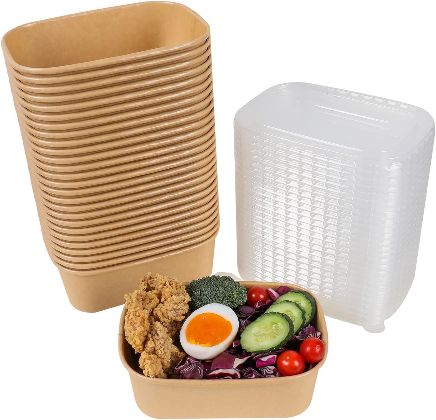 25 oz Disposable Kraft Paper Bowls with Lids for All Occasions