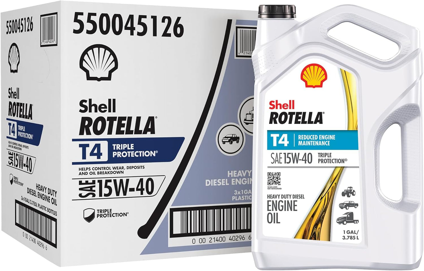 Shell Rotella T4 Triple Protection 15W-40 Motor Oil 3 Pack