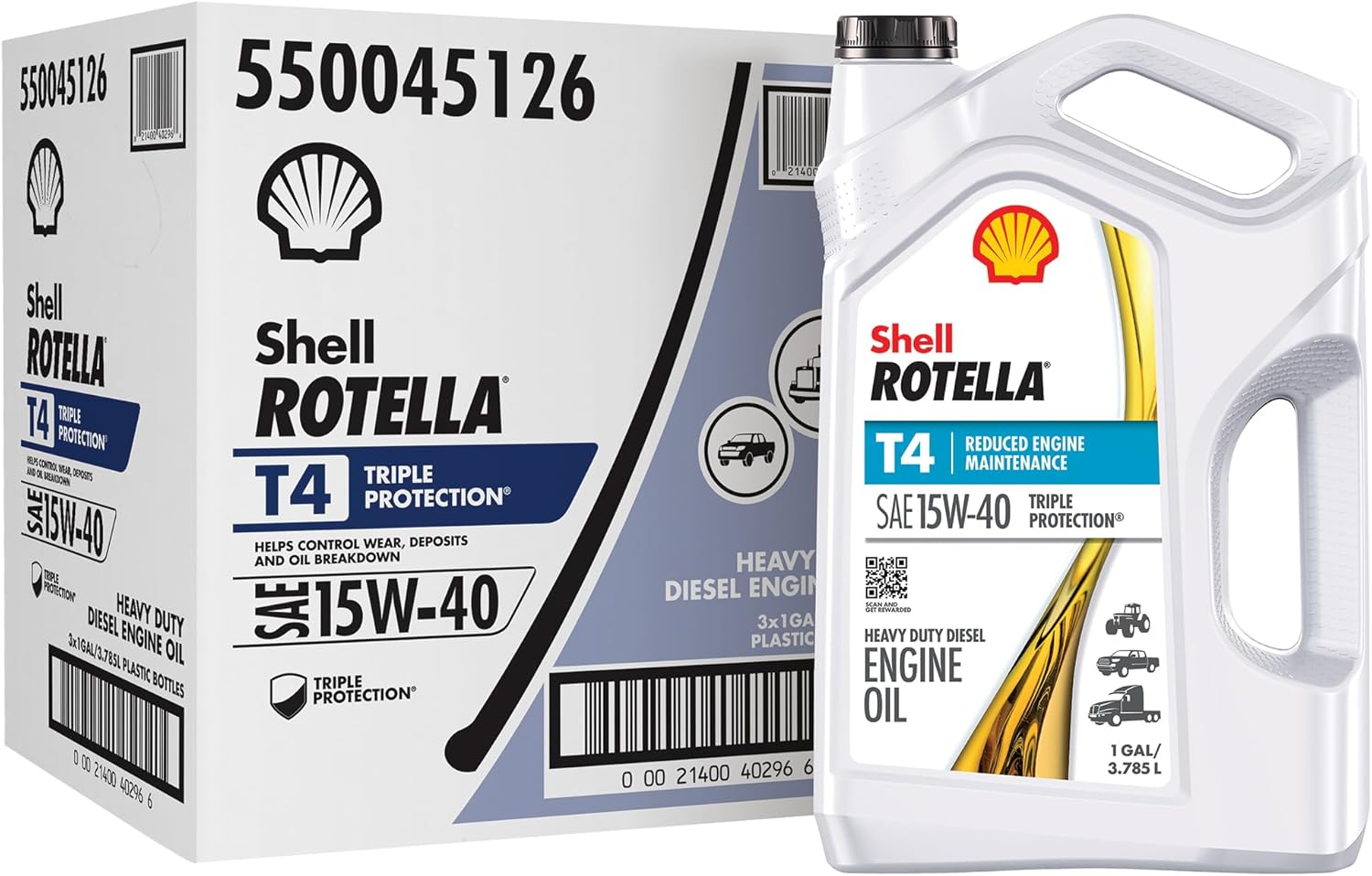 Shell Rotella T4 Triple Protection 15W-40 Motor Oil 3 Pack