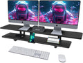 ECO-WILL Dual Monitor Stand: 2-Tier Wood Riser with Storage
