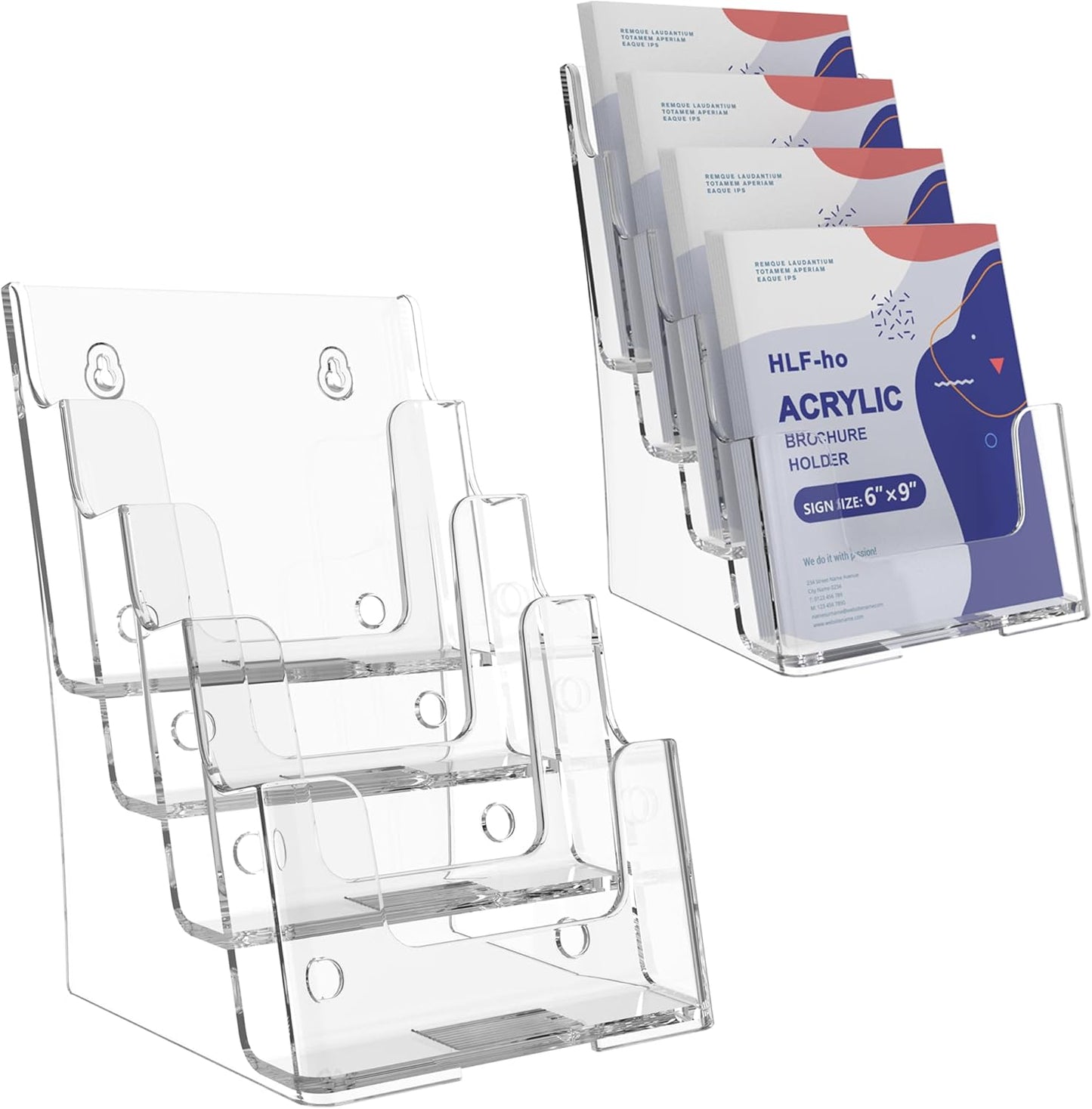 Brochure Holder 6x9 Inch 4 Tier Acrylic Display Stand for Flyers