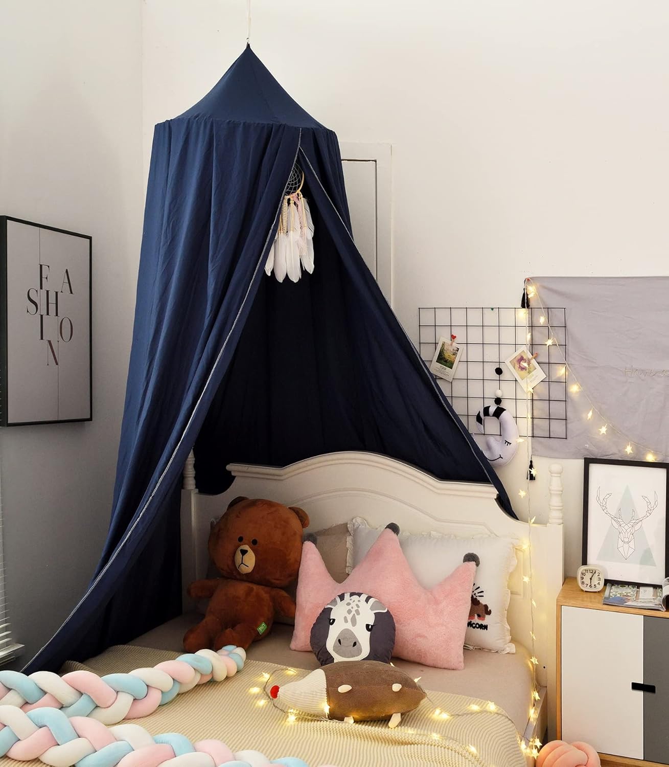 KingKara Dark Blue Crib Canopy - Princess Castle Dream!
