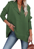 Women Oversized Button V Neck Hoodie Pullover - Relaxed Fit