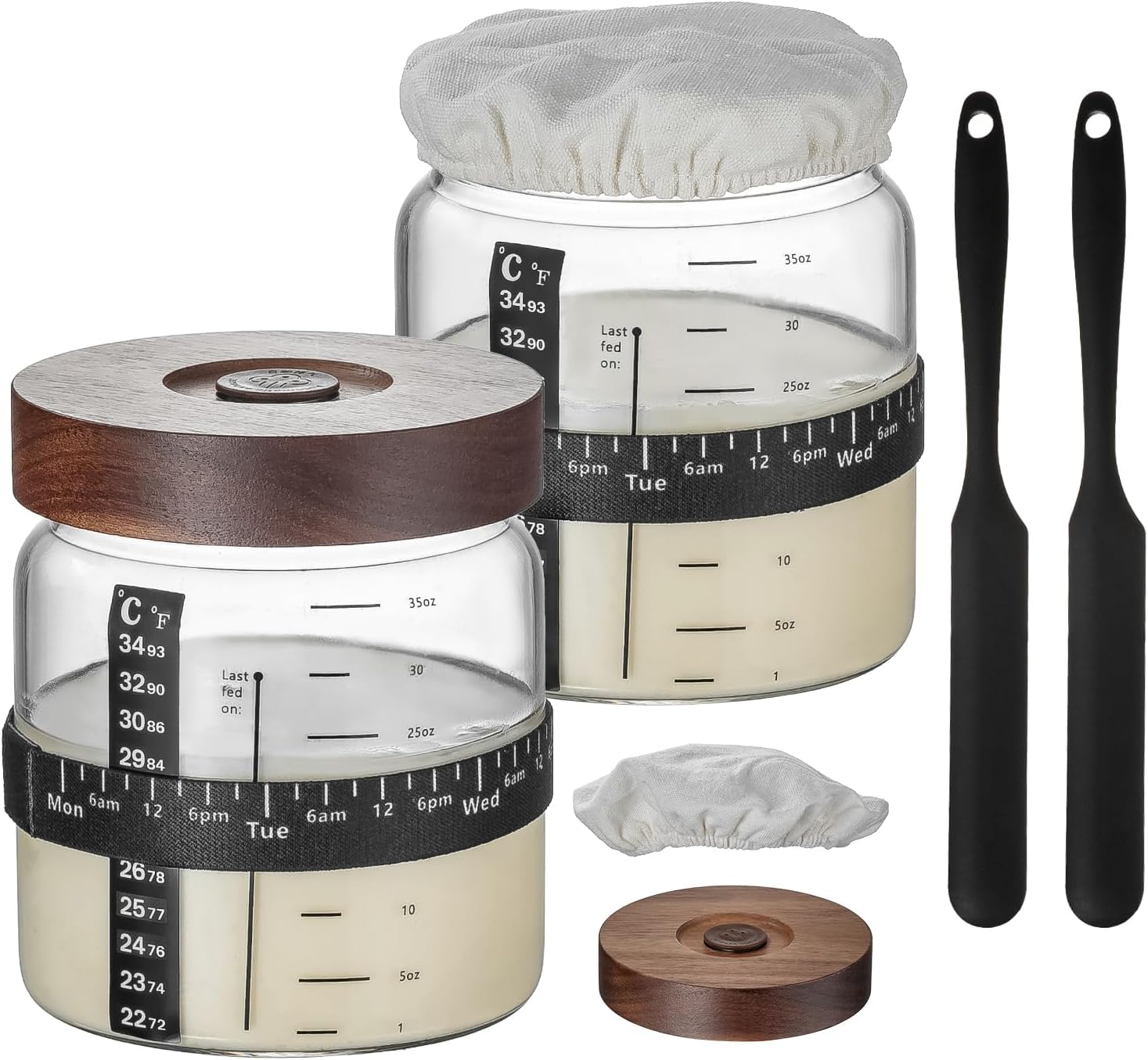 Sourdough Starter Jar Kit with Automatic Exhaust and Thermometer