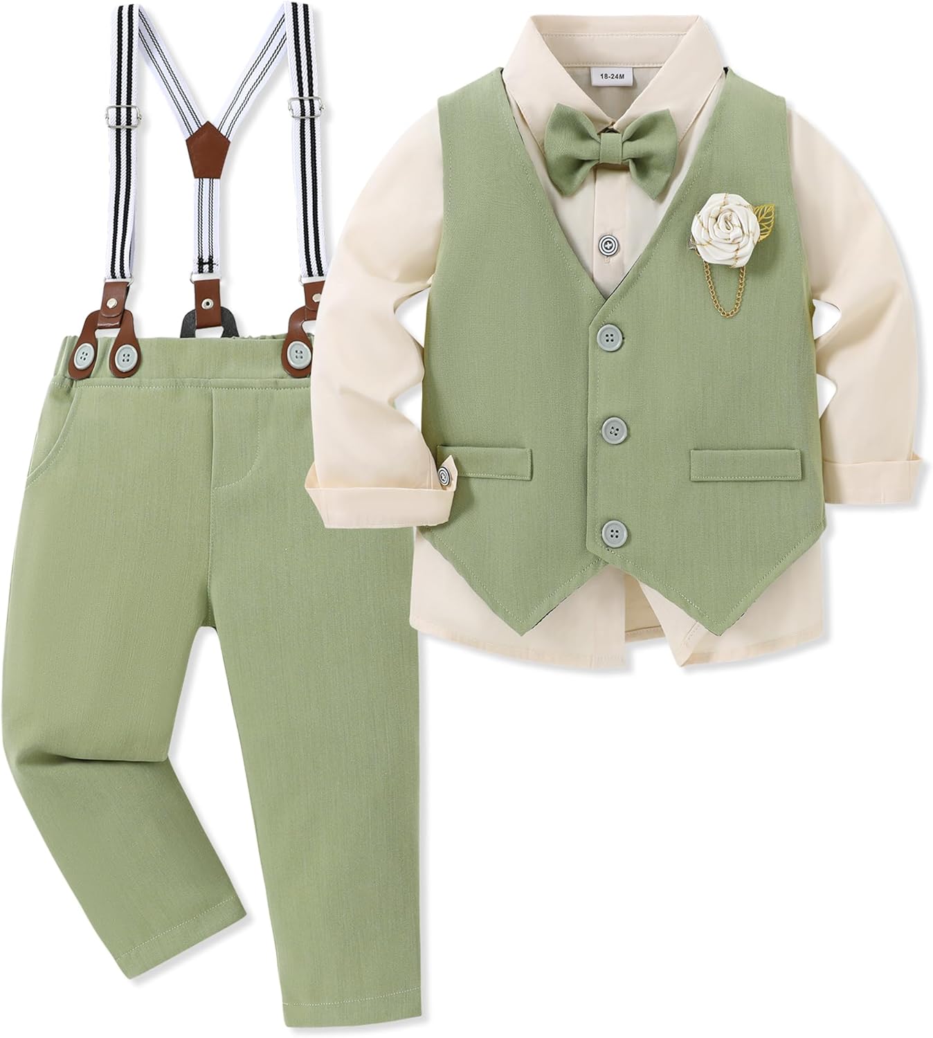 Toddler Boy Clothes Suit Set with Bowtie and Vest for Events