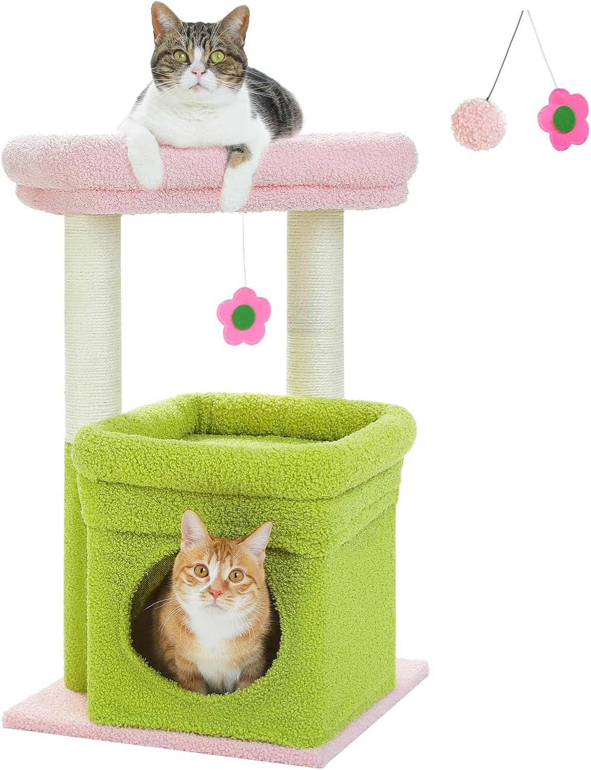 PEQULTI Cat Tree Flower Cat Tower with Cozy Condo for Cats