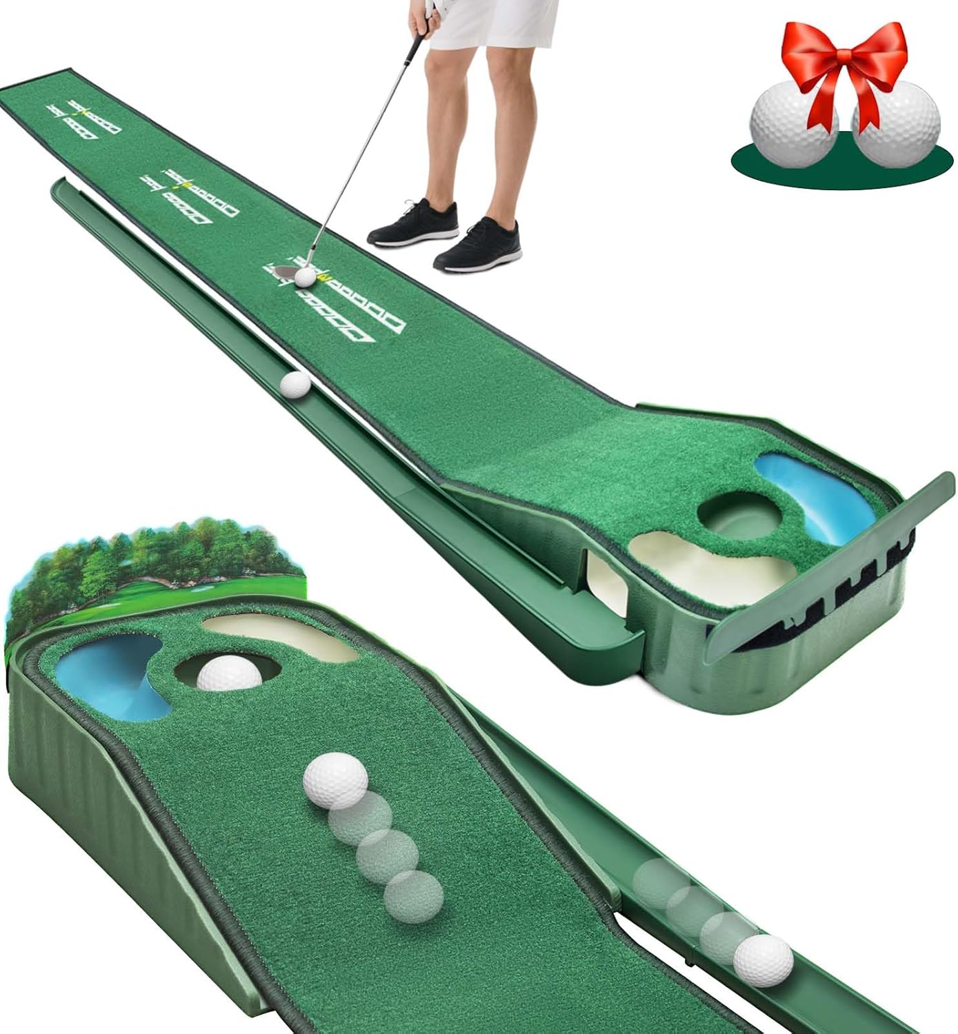Indoor Golf Putting Mat with Realistic Green Speed for Practice
