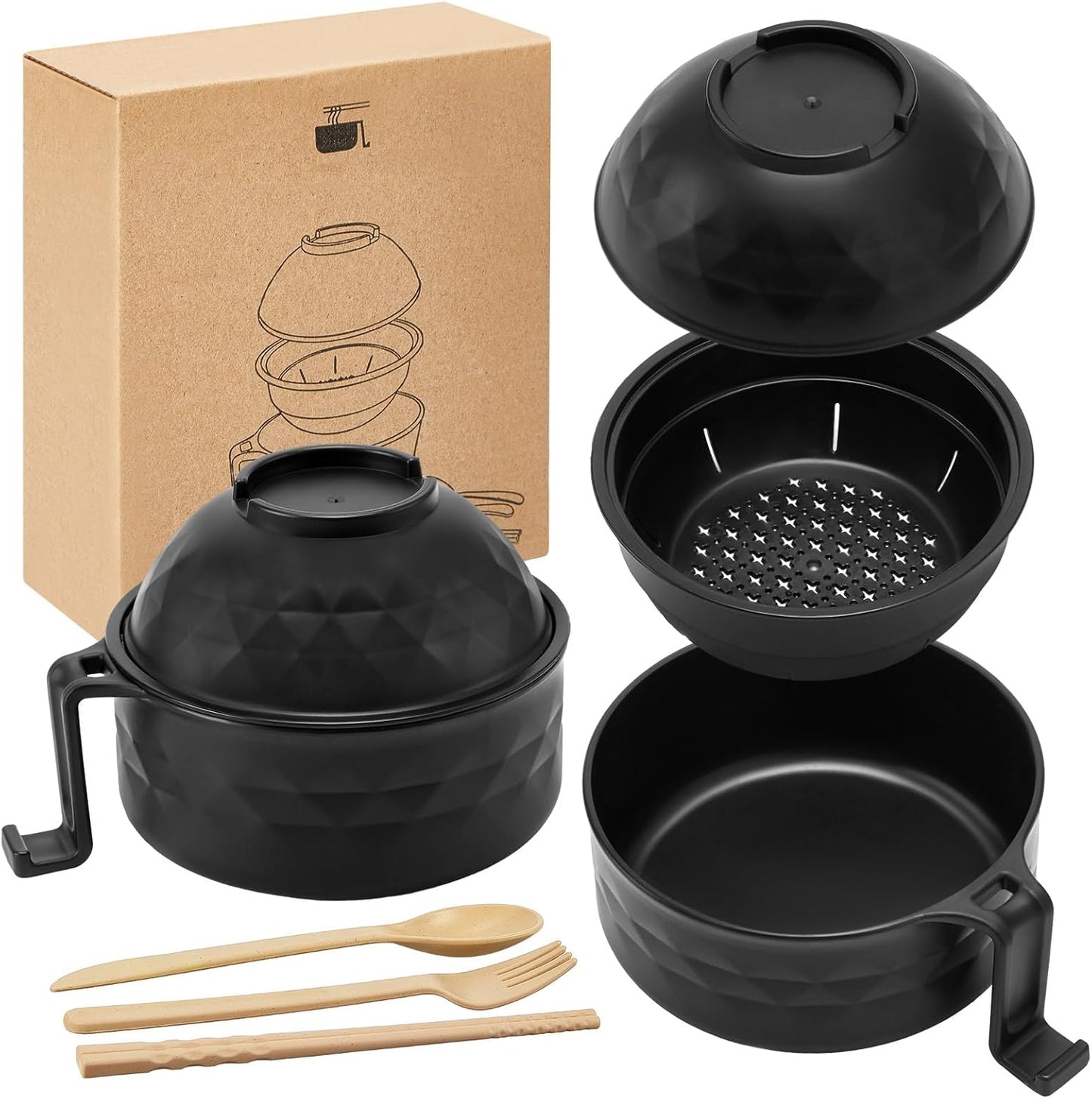 Wheat Straw Ramen Cooker Set - Portable & Eco-Friendly!