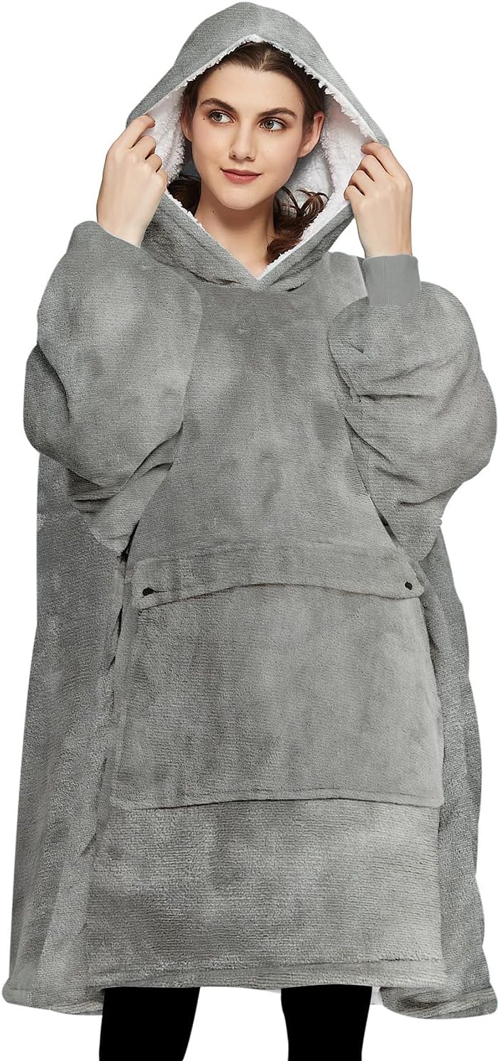 KFUBUO Wearable Blanket Hoodie for Adults - Cozy Sherpa Design