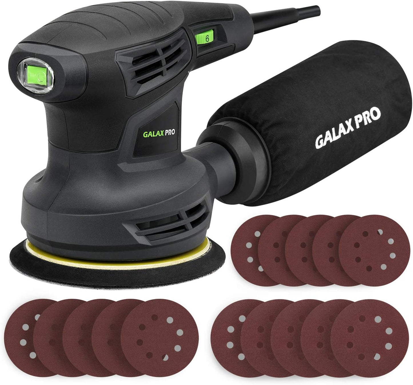 GALAX PRO 280W Orbital Sander with Dust Collector and Discs
