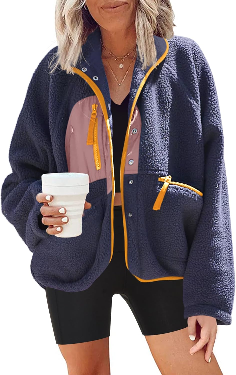 Nirovien Womens Fuzzy Fleece Jacket for Cozy Winter Style