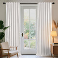 White Blackout Curtains 90 in Long - 100% Blackout Linen Look