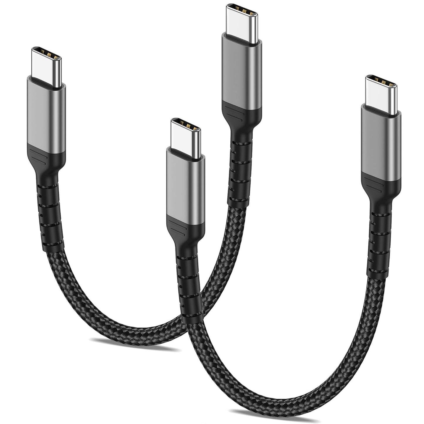Fast Charge 6 USB C Cables 2-Pack for iPhone 15, Samsung Galaxy S23, Google Pixel - 0.5ft